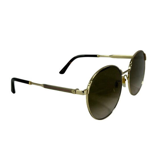 GUCCI Tortoise & Gold Metal GG0206SK 003 58 17-150 Women's Round Sunglasses - Picture 4 of 13
